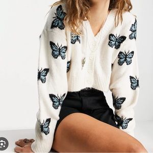 Topshop cropped butterfly sweater
